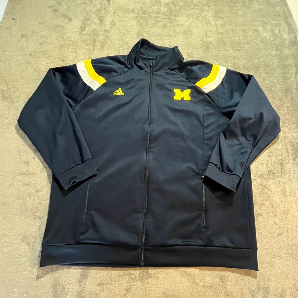 Adidas Track Jacket Mens XL Navy Michigan Wolverines Full Zip Anthem F80864